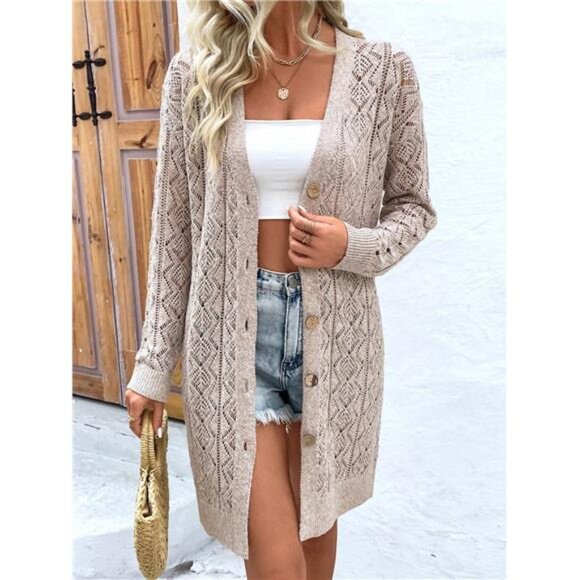 Variété Boutique Sweaters - Women's Hollow Out Button Front Cardigan